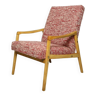 Fauteuil en bois original du milieu du siècle chaise en bois moderne J. Jiroutek design 1970 crabe rouge homard tissus salon fauteuil longue chaise rétro