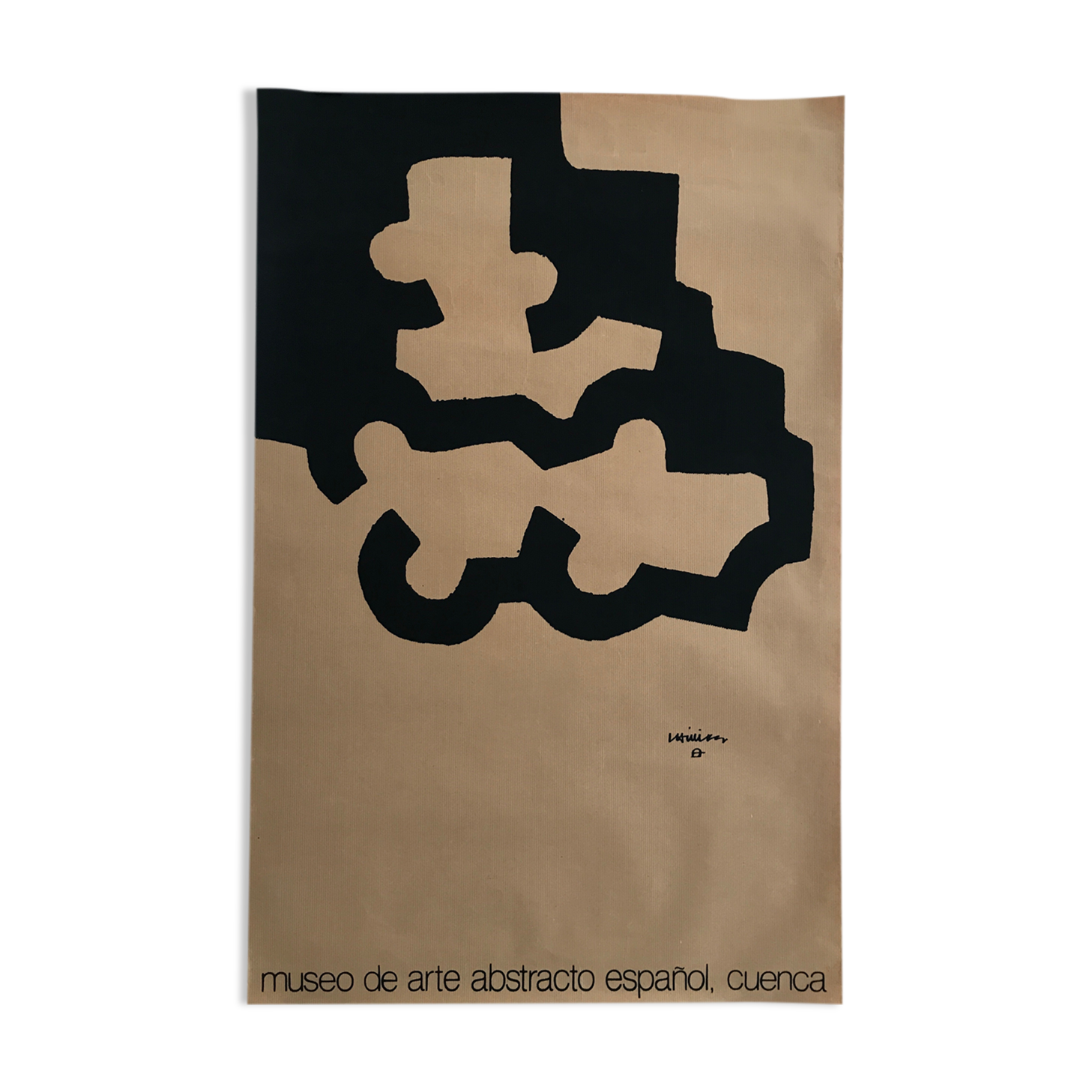 Poster on kraft paper by Eduardo Chillida, Museo de arte abstracto español, cuenca, 1980