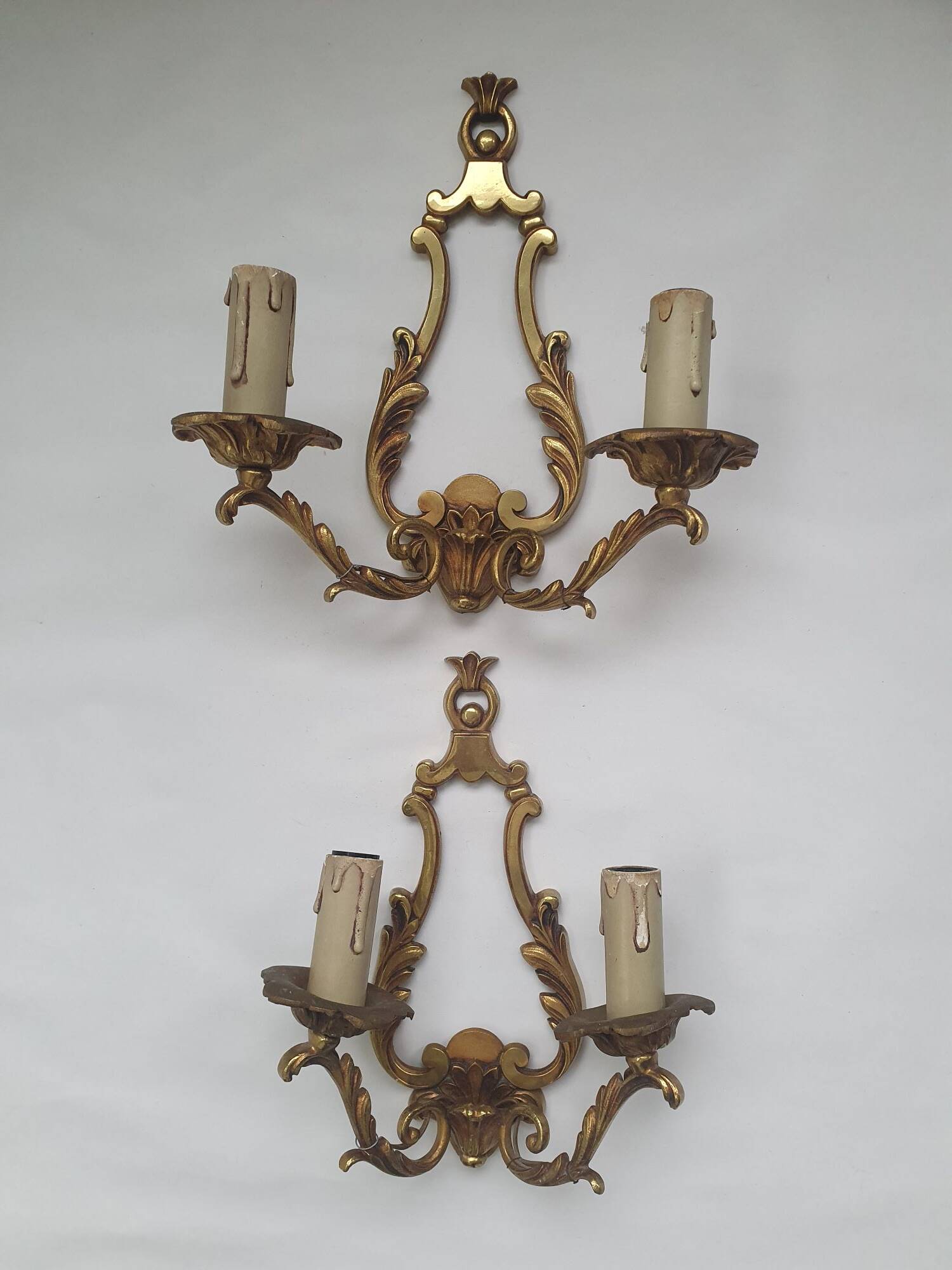 Pair of antique candlestick wall sconces
