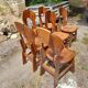 6 Belgian Brutalist Chairs in Solid Oak