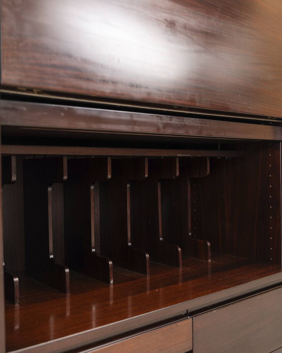 Vintage 60's highboard sideboard in wooden mangiarotti design for molteni