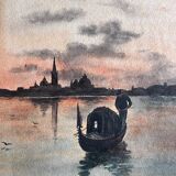 Watercolor painting by Mary Pringle (1880-1940) "Gondola in Venice"