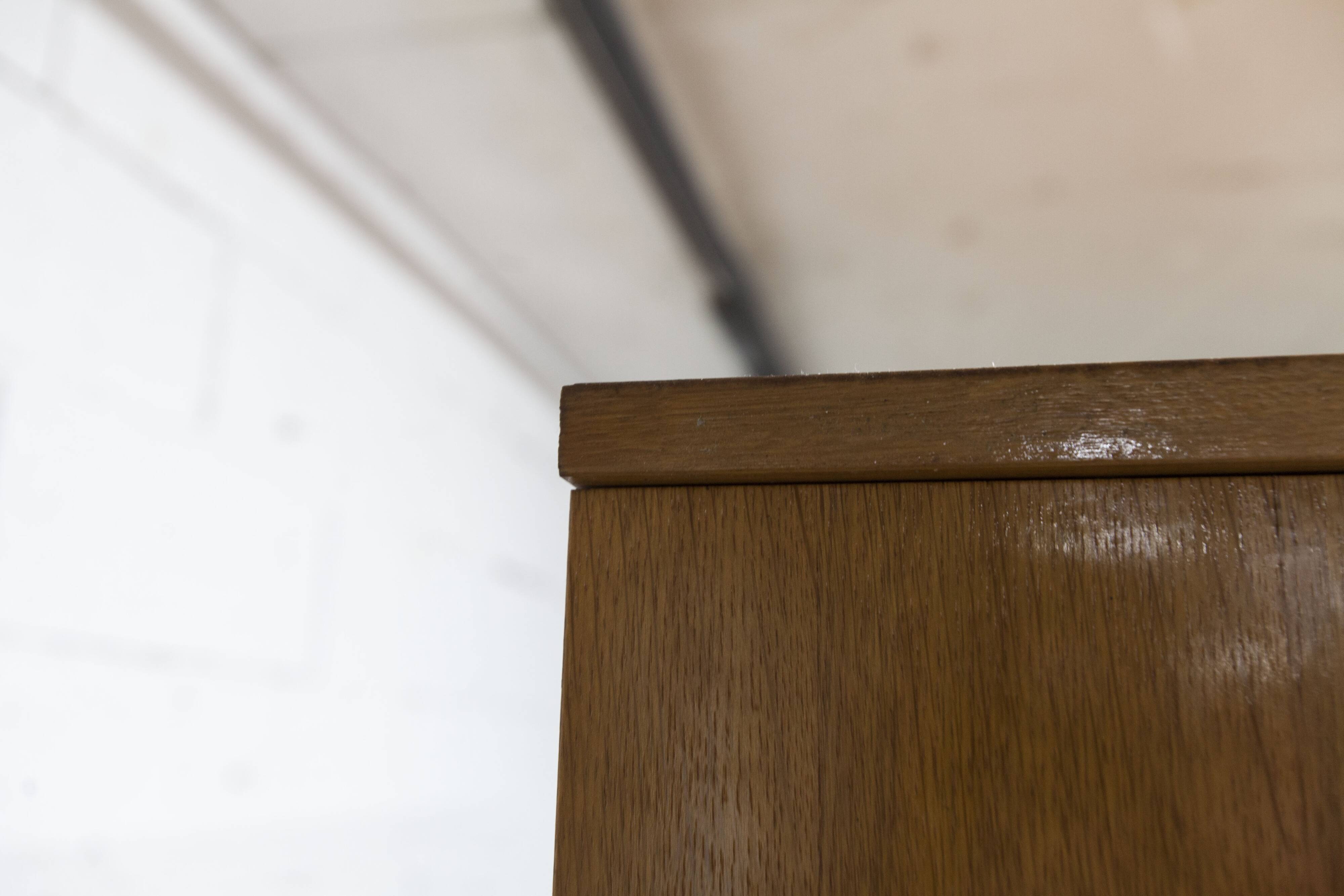 1970 Scandinavian wardrobe with shelves and mirror, 21x126, 2 doors.