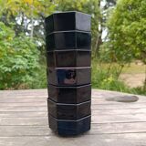 Bowls / cups X 7 black octagonal by Arcoroc 1980