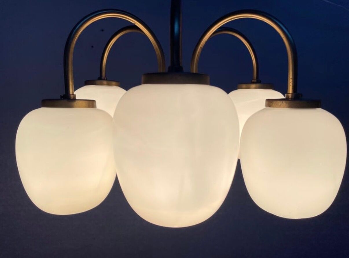 Danish Modernist 6 Arm Chandelier by LYFA