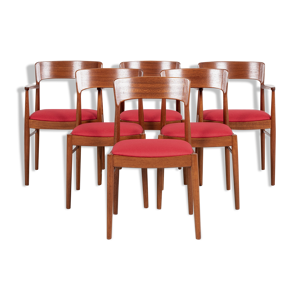 Ensemble de 6 chaises par Henning Kjaernulf pour KS années 1960