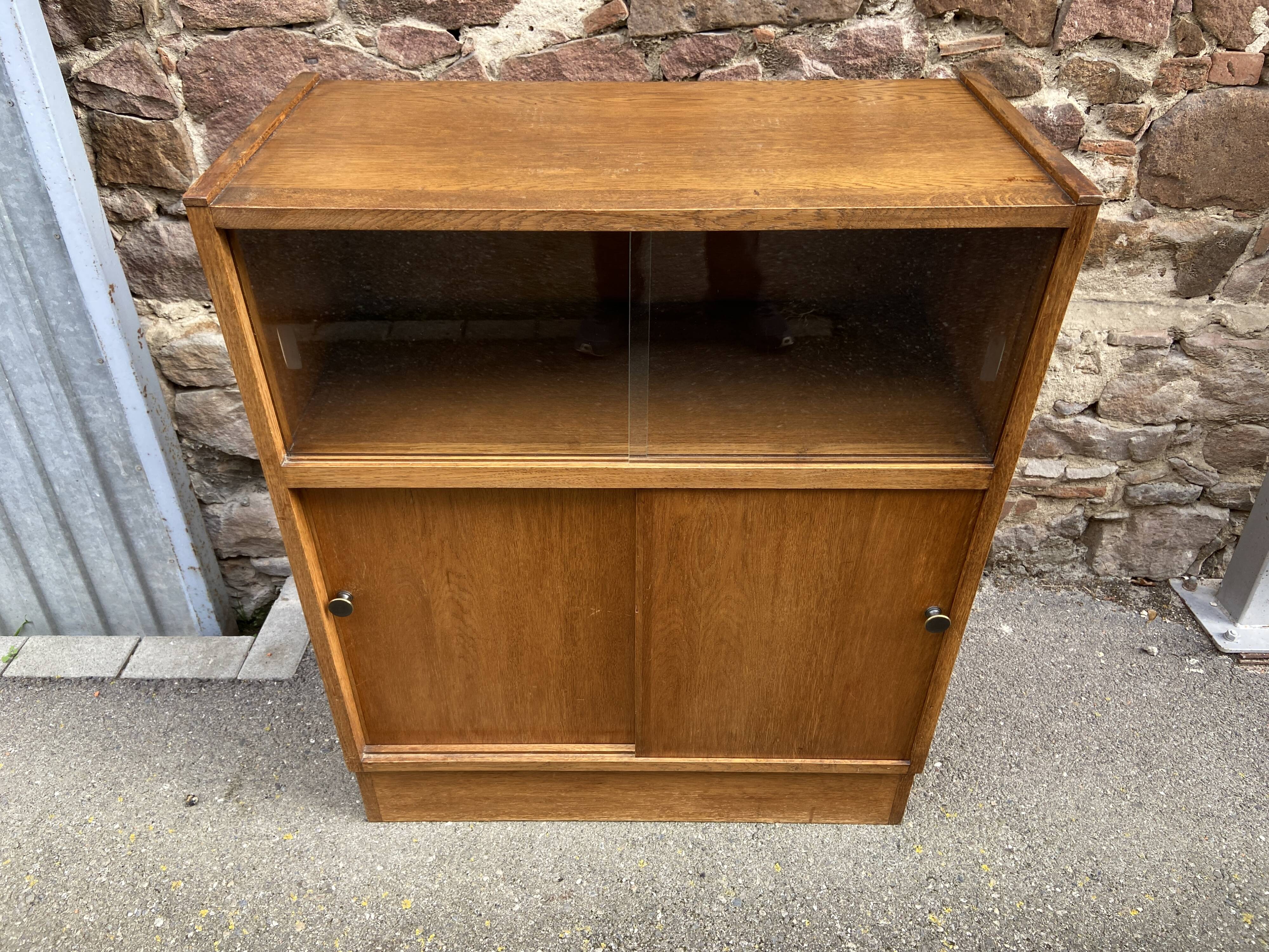 Oak Library 1960-70s French Design shop window industrial Art Deco