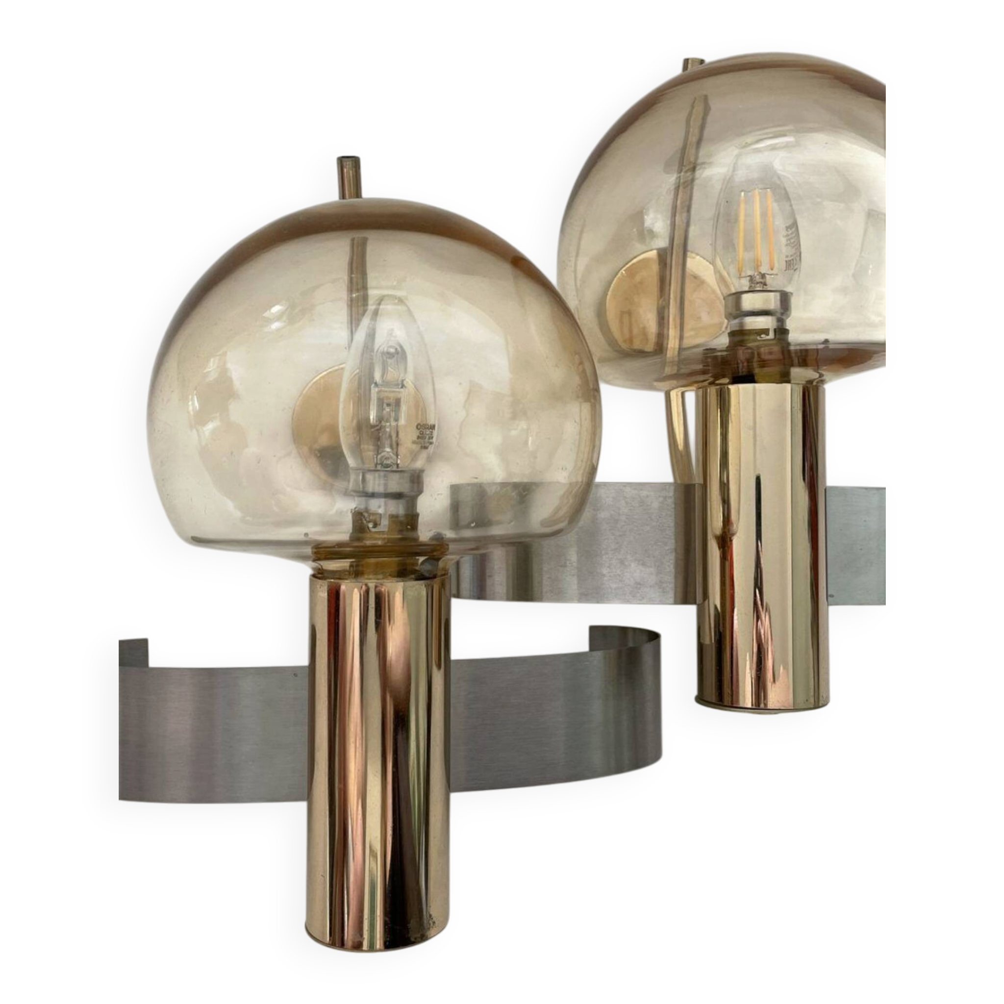 Pair of mid-century modern italian glass and metal wall lights