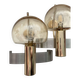 Pair of mid-century modern italian glass and metal wall lights