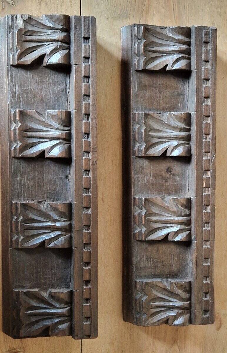 Pair of Woodwork Pediments Ornamentation 19th Century