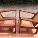 Pair of vintage rosewood and canning armchairs, Burma 1950