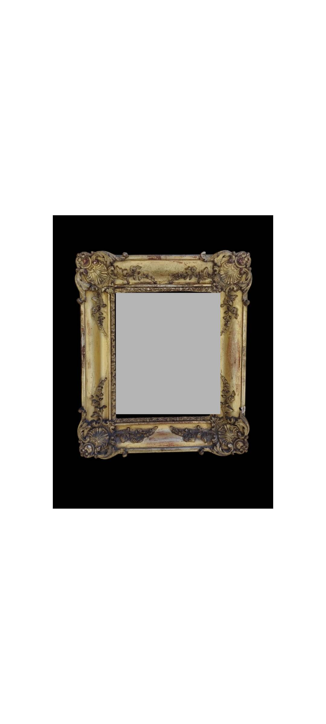miroir Baroque Fin XIXe Siècle En Bois Et Gypse Doré