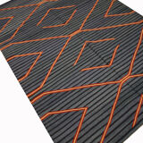 Modern geometric blue kilim rug handwoven flatwoven wool area rug- 122x183cm