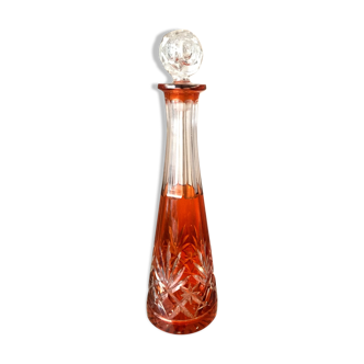 Orange cut and transparent crystal decanter st louis model masseret