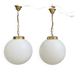 Sphere opal glass hanging lamp 1970s by Kamenicky Senov