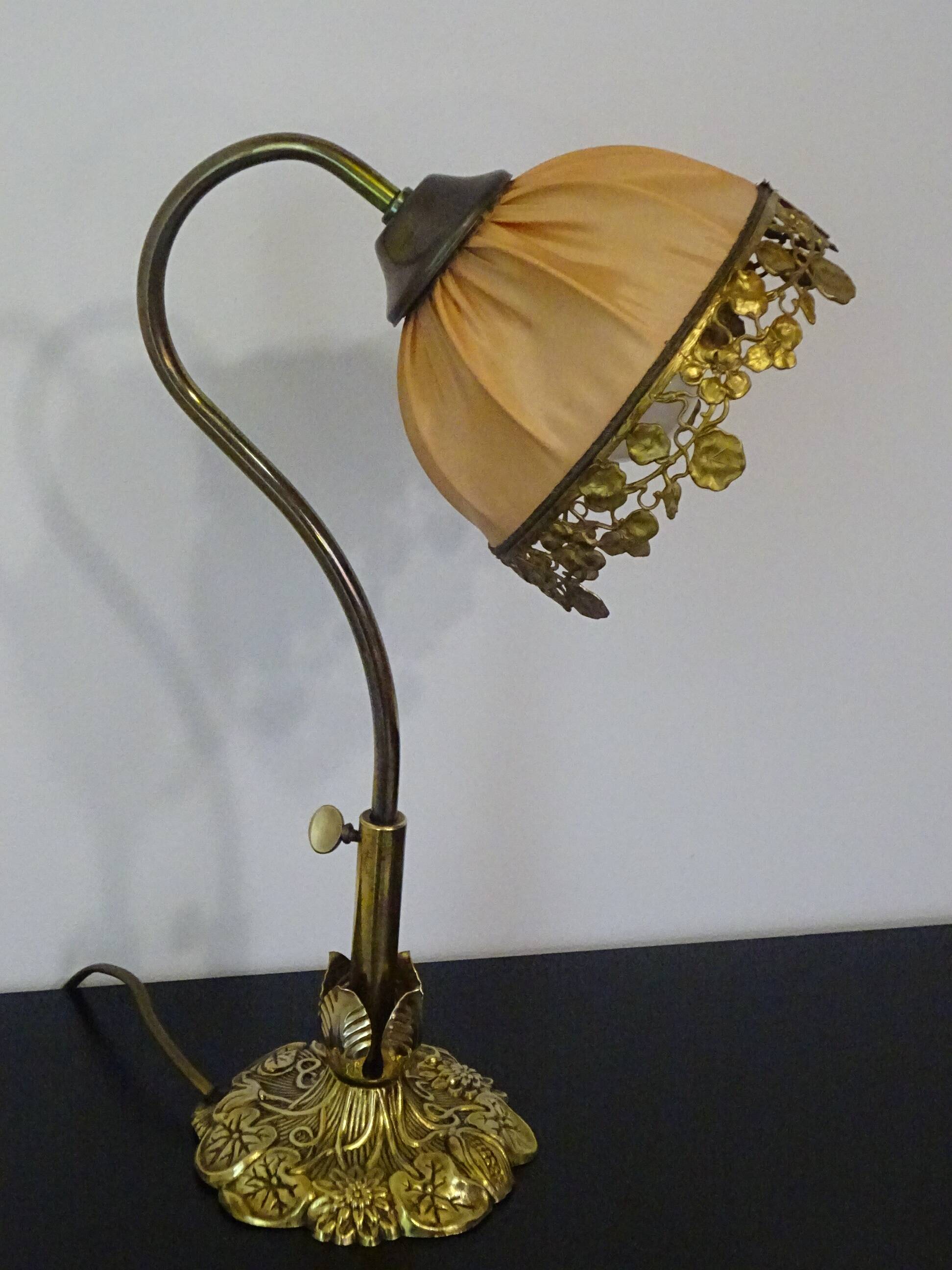 Bronze and silk swan neck lamp