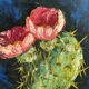 Peinture ancienne huile sur toile cactus signée Claudel