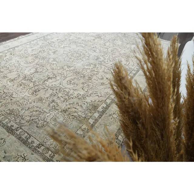 1970s Vintage Persian Handmade Wool Cotton Brown Area Rug 292x388