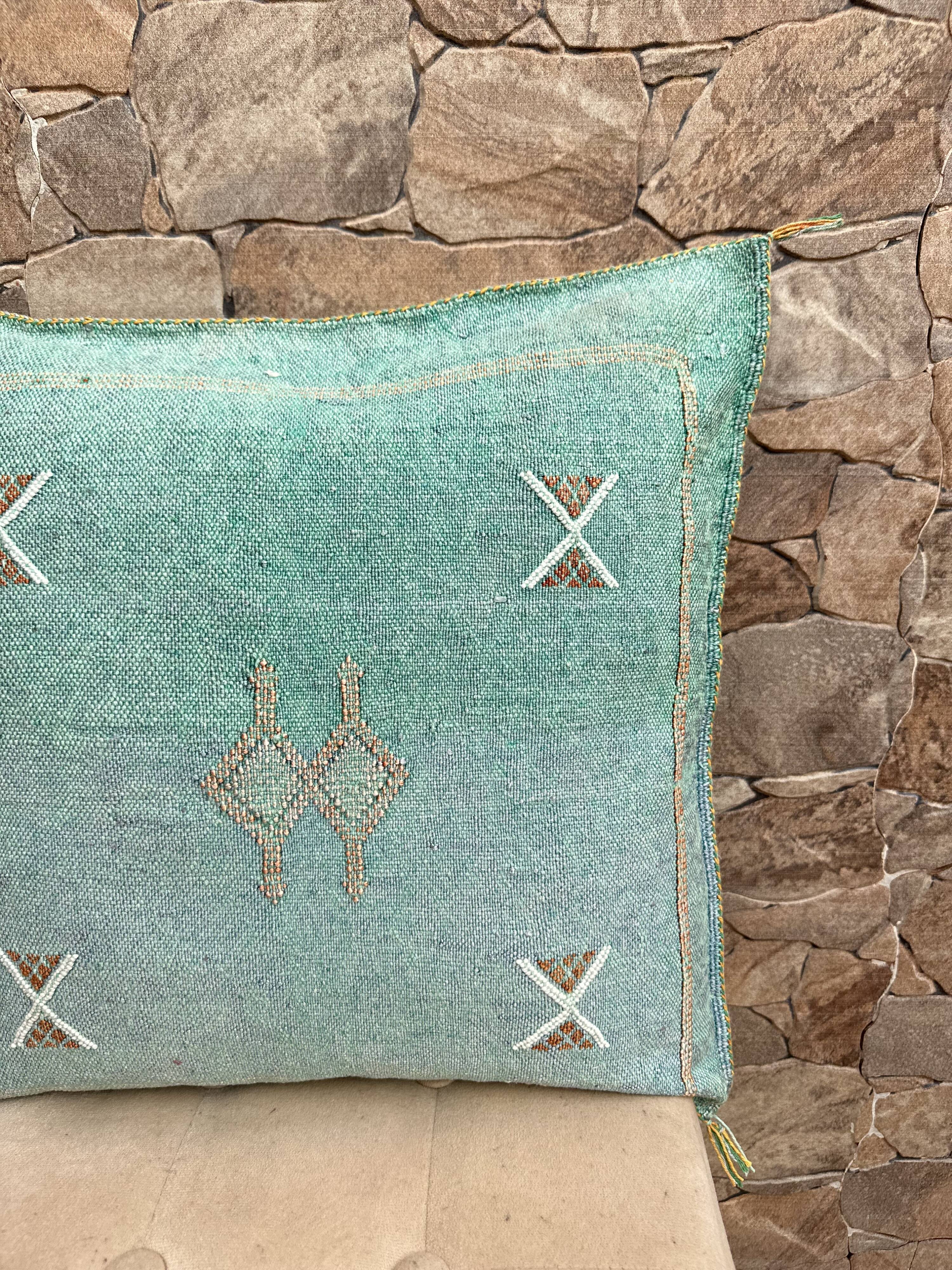 Silk cactus cushion cover: Handwoven Moroccan Sabra cushion.
