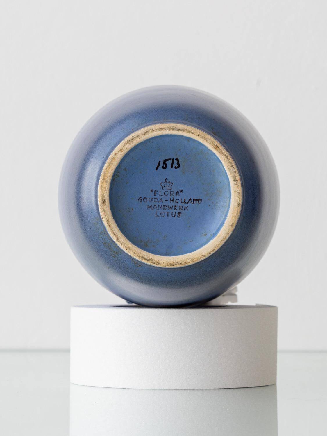 Dutch blue and white ceramic table lamp, 1977, with a new Liberty London shade.