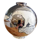 Vase Boule "ICEBERG" par Danillo CURETTI Emaux de Longwy Numéroté 24/100