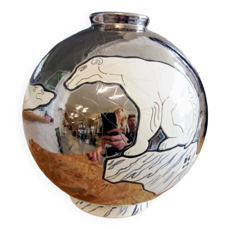Vase Boule "ICEBERG" par Danillo CURETTI Emaux de Longwy Numéroté 24/100