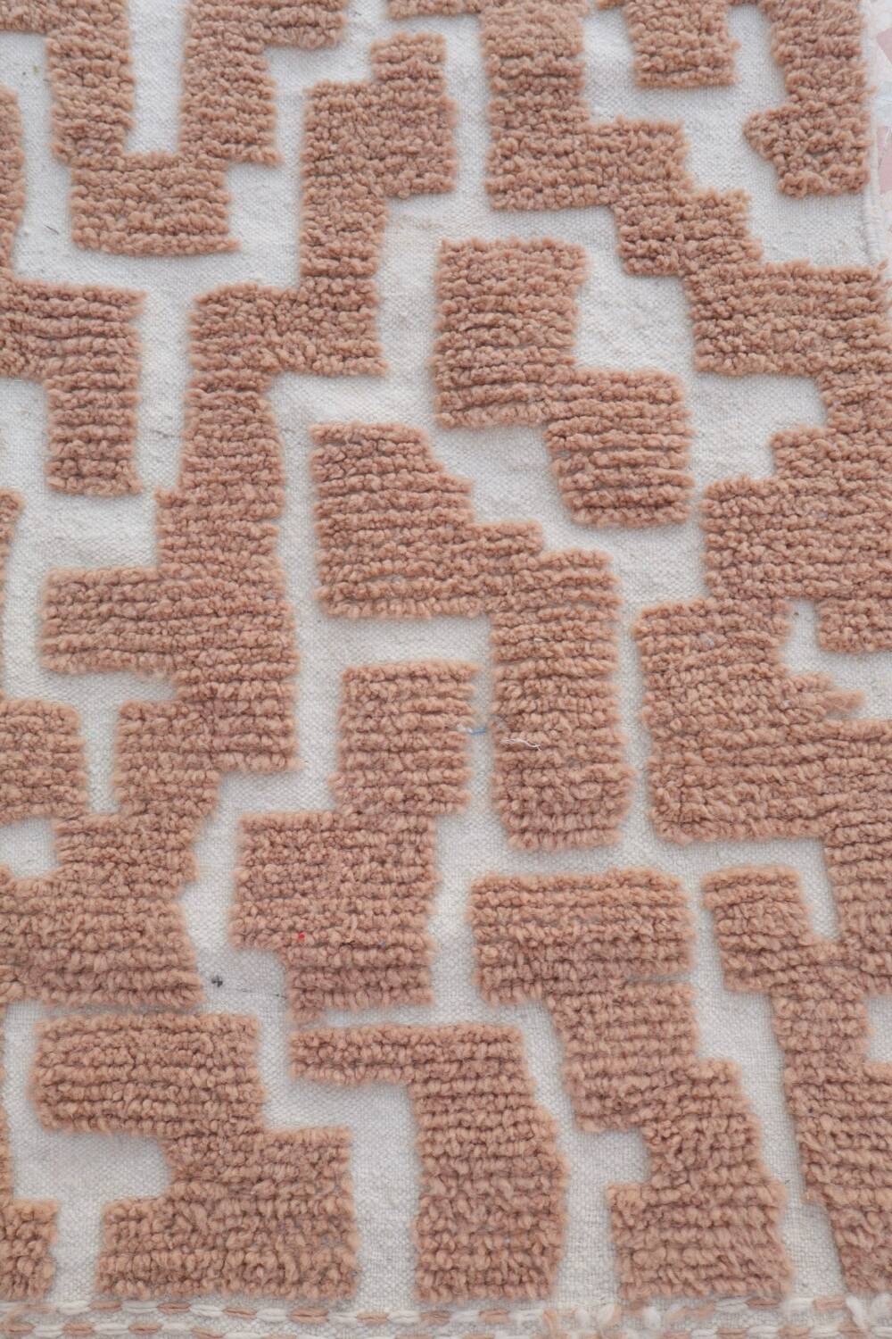 Dark beige Berber hallway rug with modern reliefs