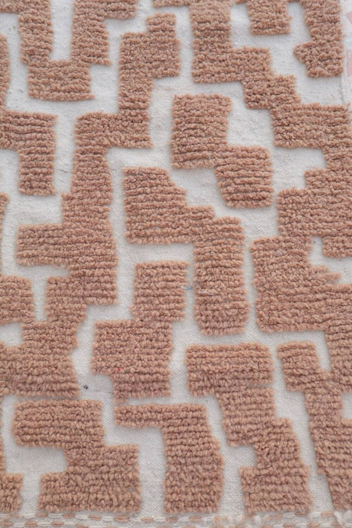 Dark beige Berber hallway rug with modern reliefs