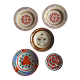 5 handmade ceramic plates Romania slavic bohemian birds table or wall