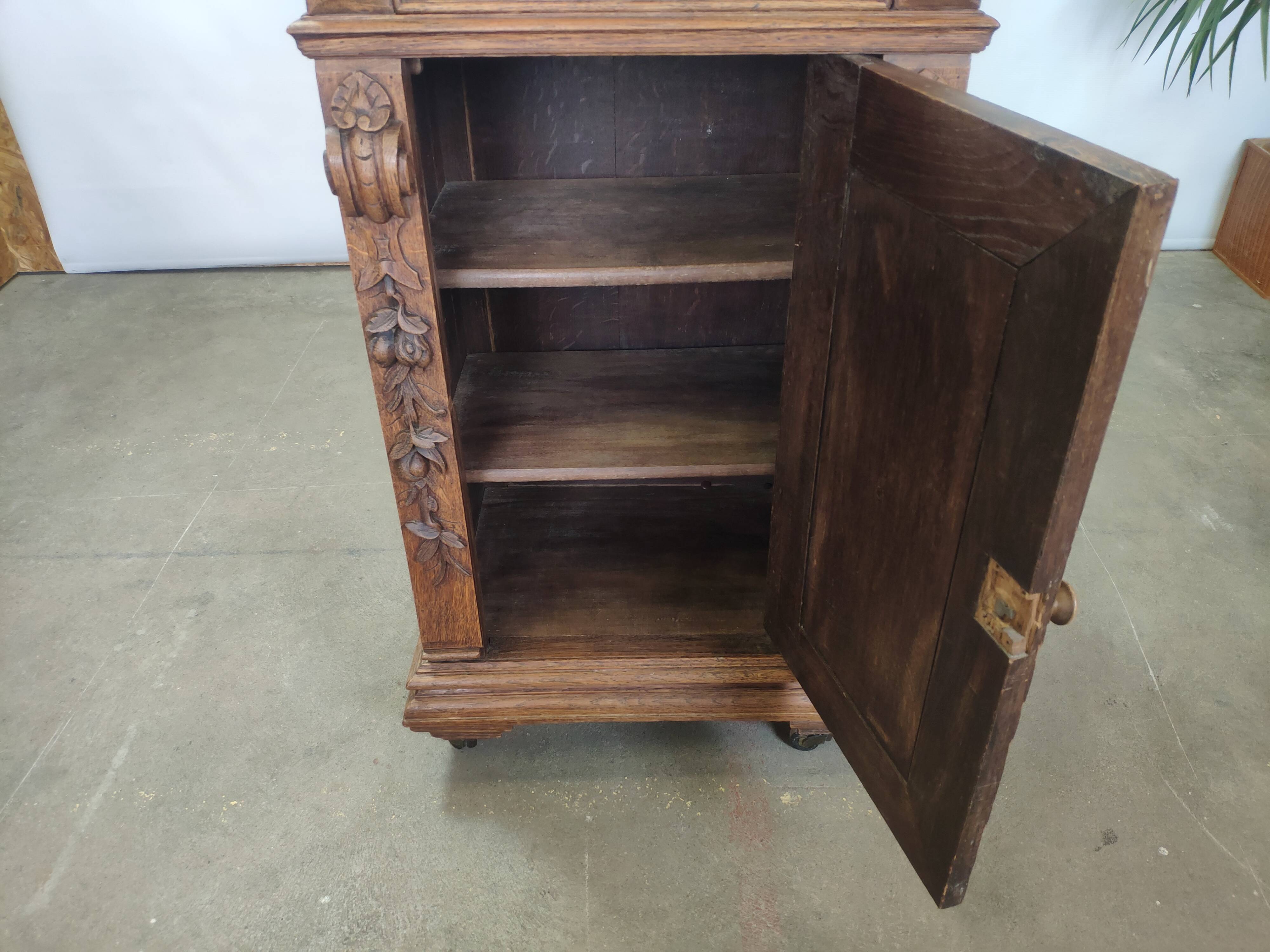 Bedside table carved in oak