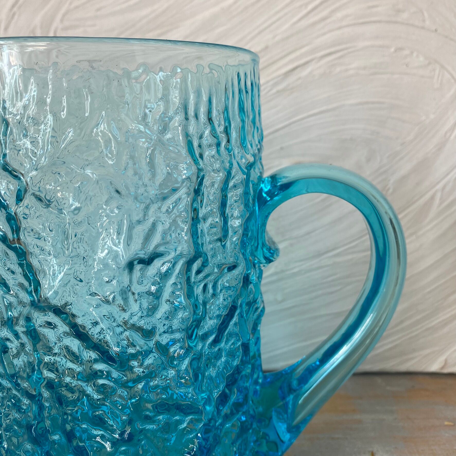 Coloured glass jug, embossed, 1970s