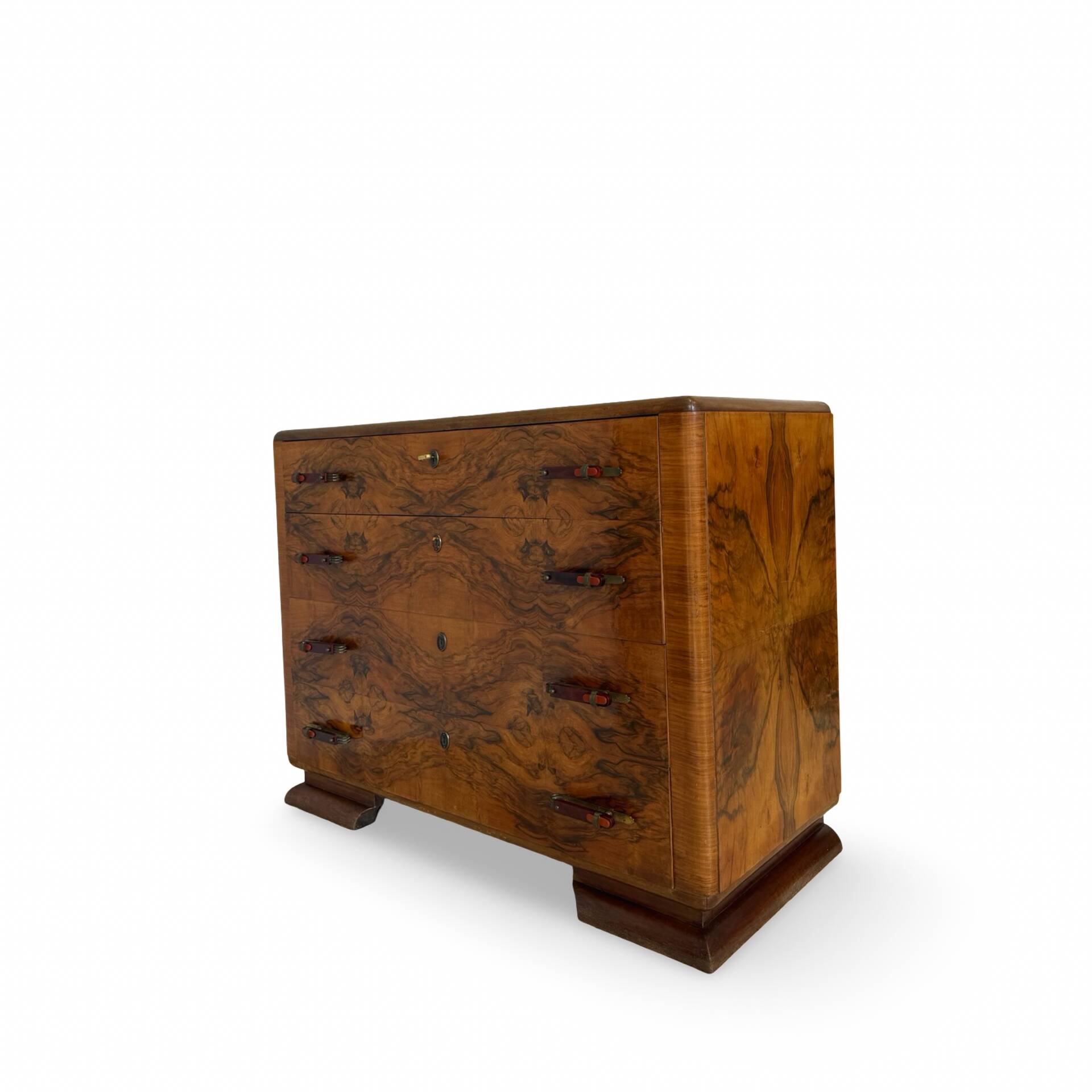Walnut burl commode, Italian Art Deco, 1940s.