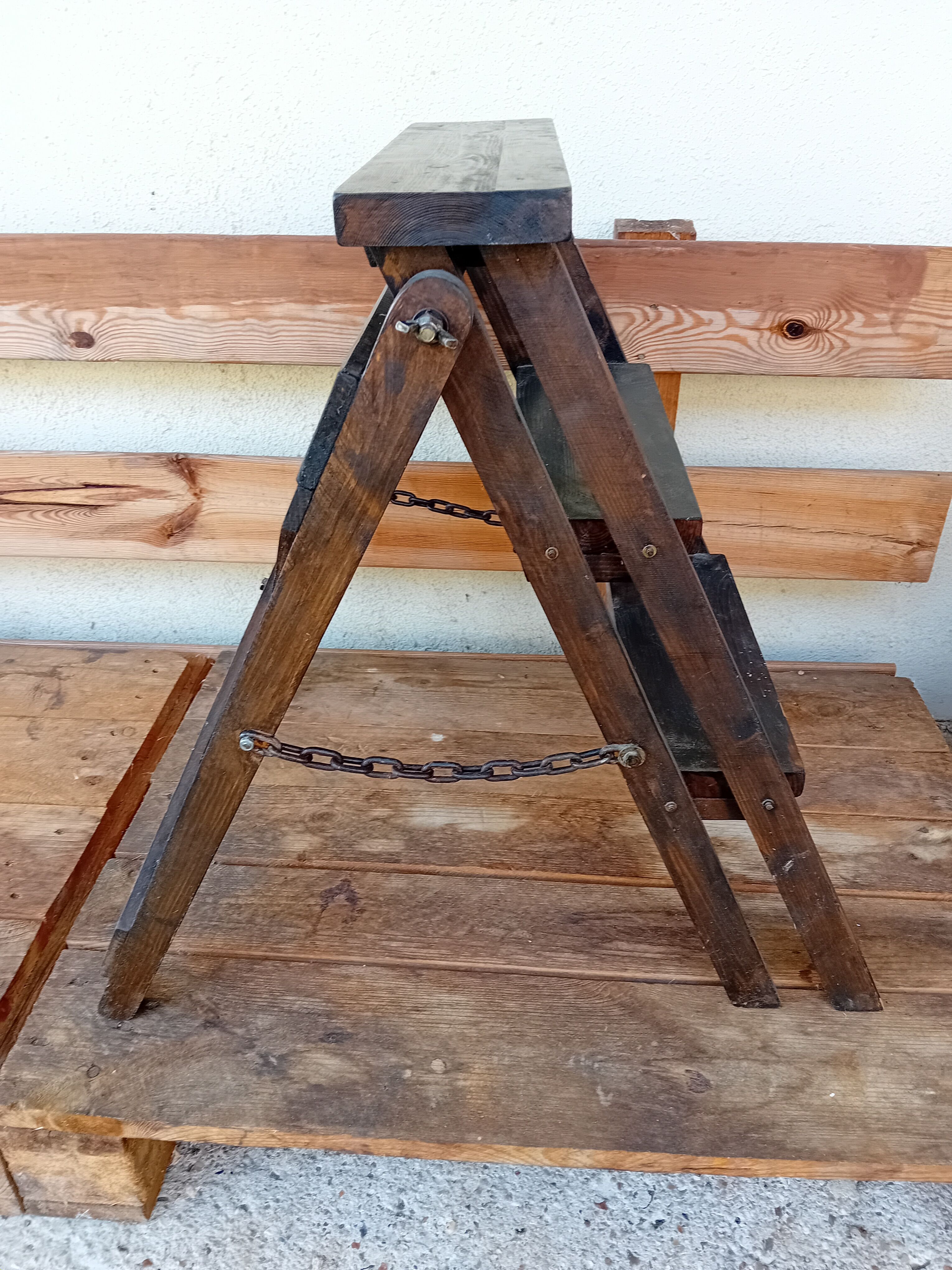 Vintage wooden stepladder