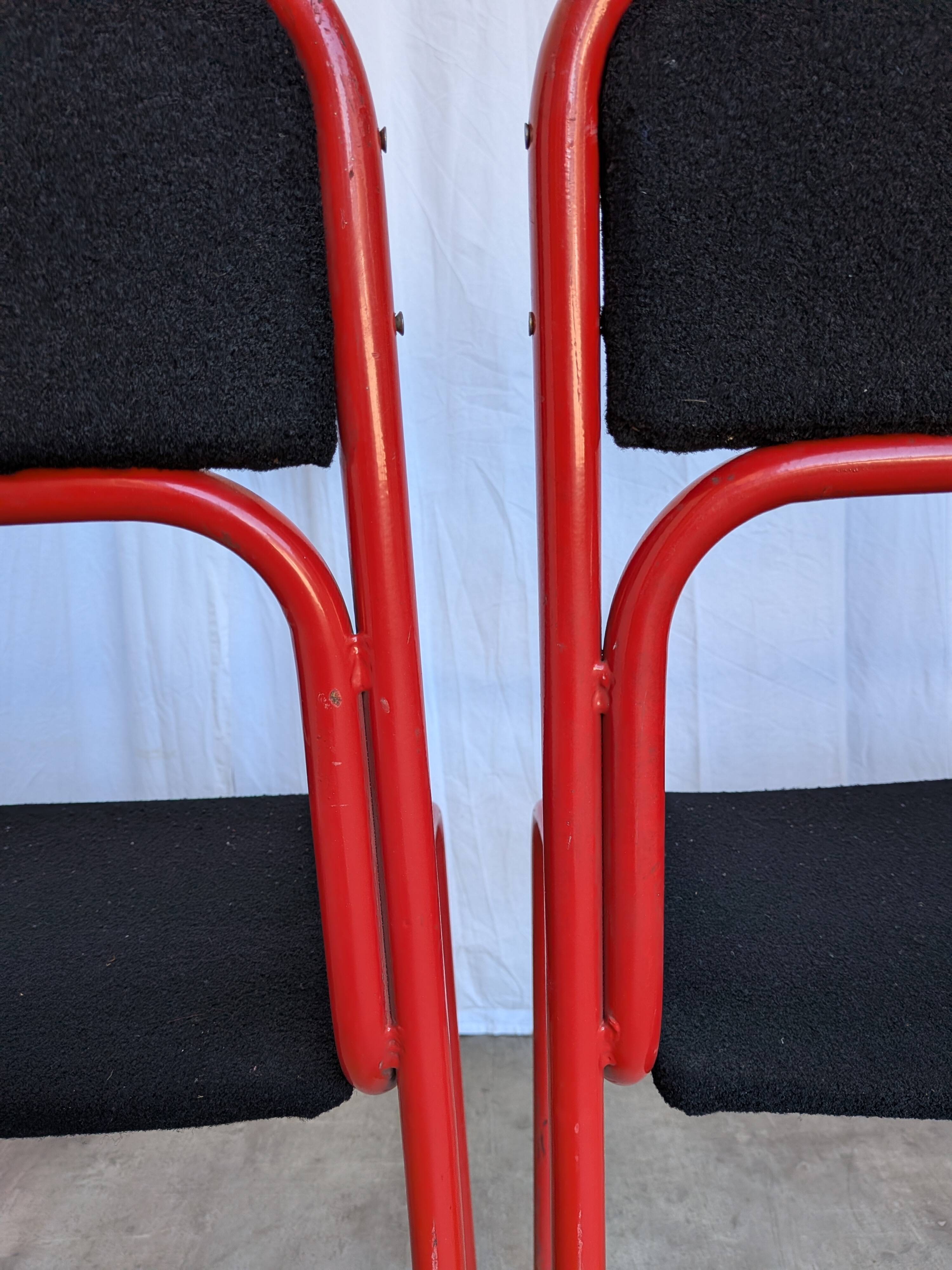 Set of 6 red & black metal chair: space age stackable dining chair baša