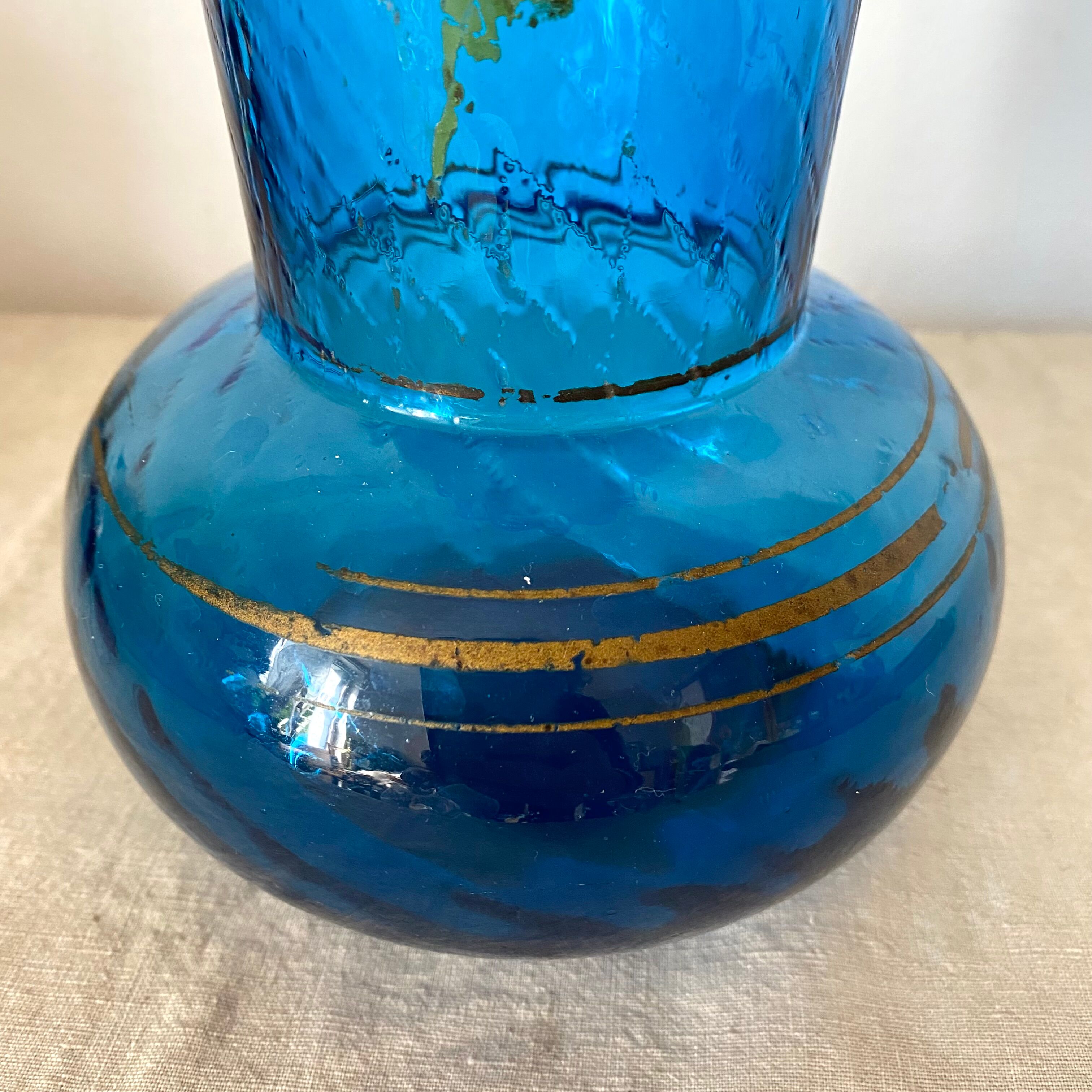 Antique blue glass vase from the 1900s