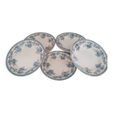 Lot de 9 assiettes diverses en faïence ancienne début 1900 décor roses bleues