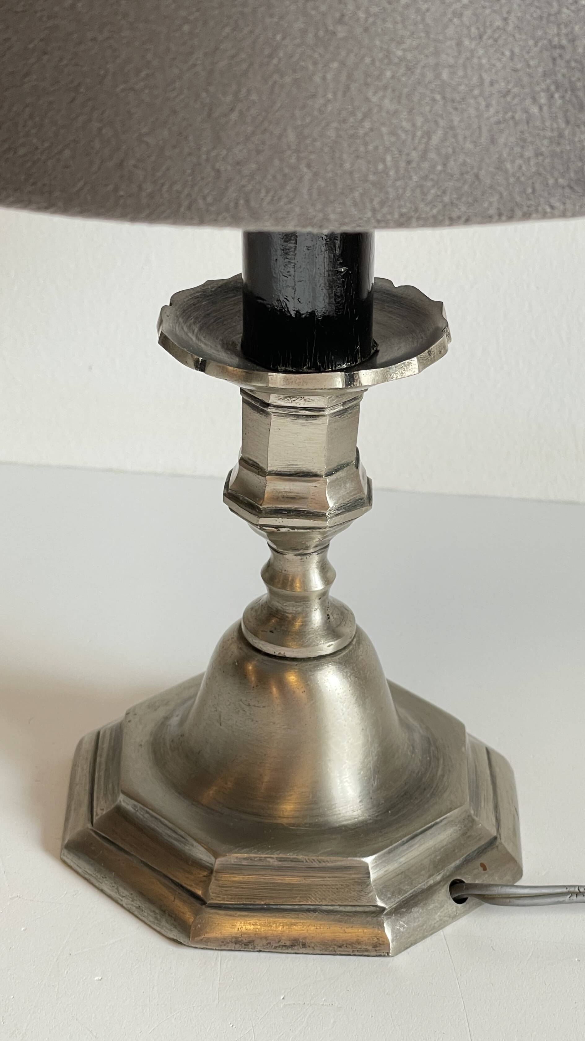 Lamp vintage steel and velvet candle holder
