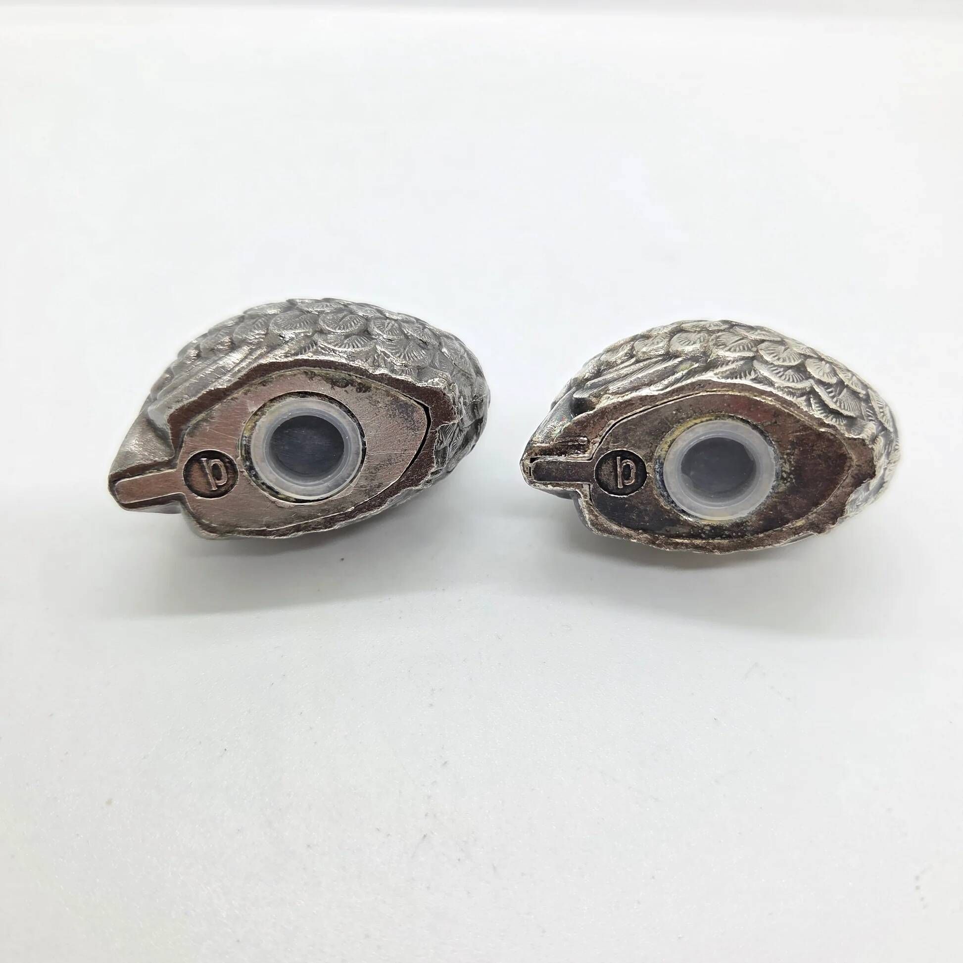 Pair of silver-plated metal bird salt and pepper shakers