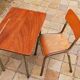 Table-bureau d'enfant teck et sa chaise, vintage années 50/60