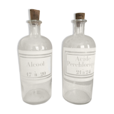 Lot of 2 vials of apothecary, alcohol and acid