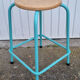 Pair of round stools, industrial, wood and metal, vintage
