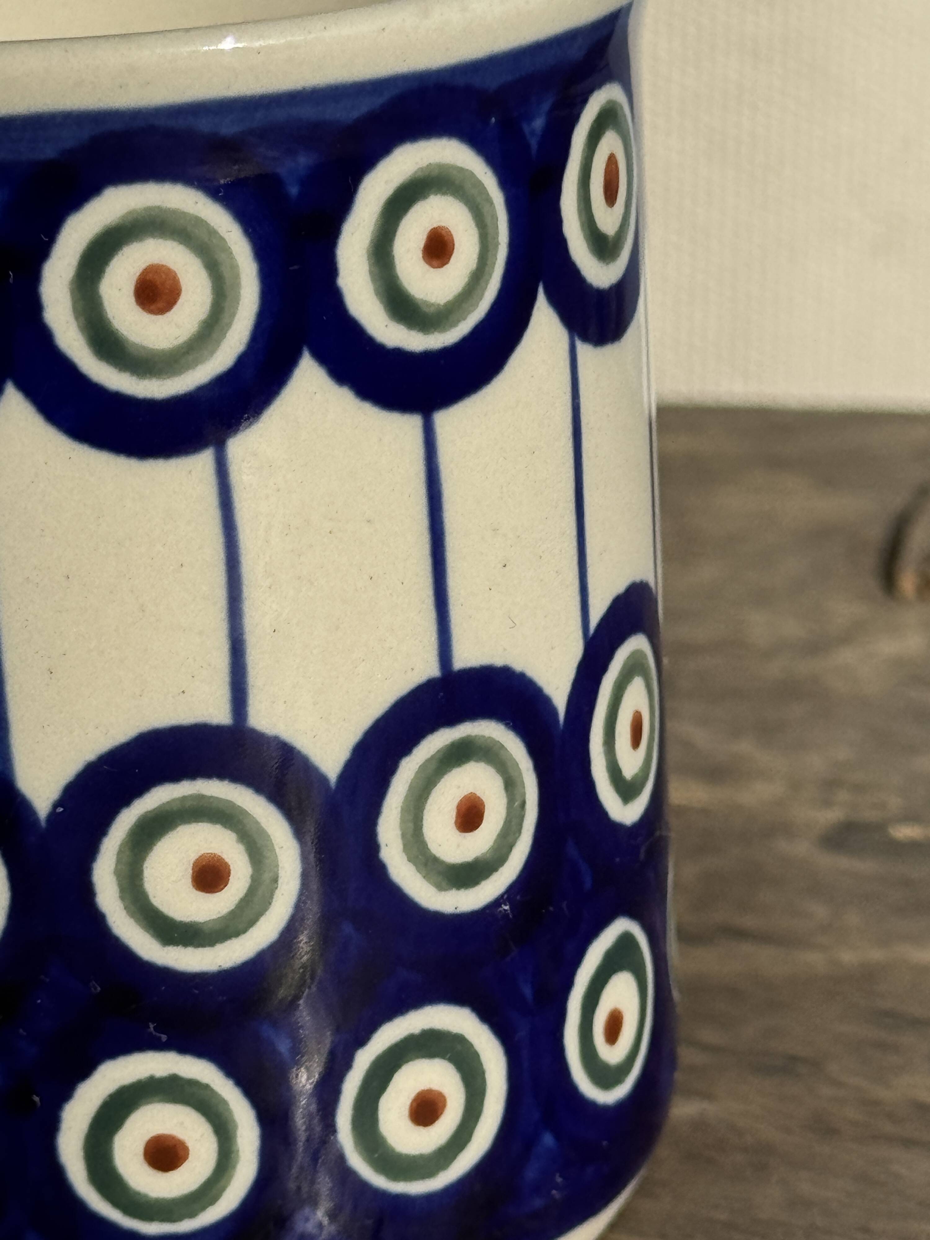 Mug en grès émaillé bleu de Bolesławiec H9,5 D11