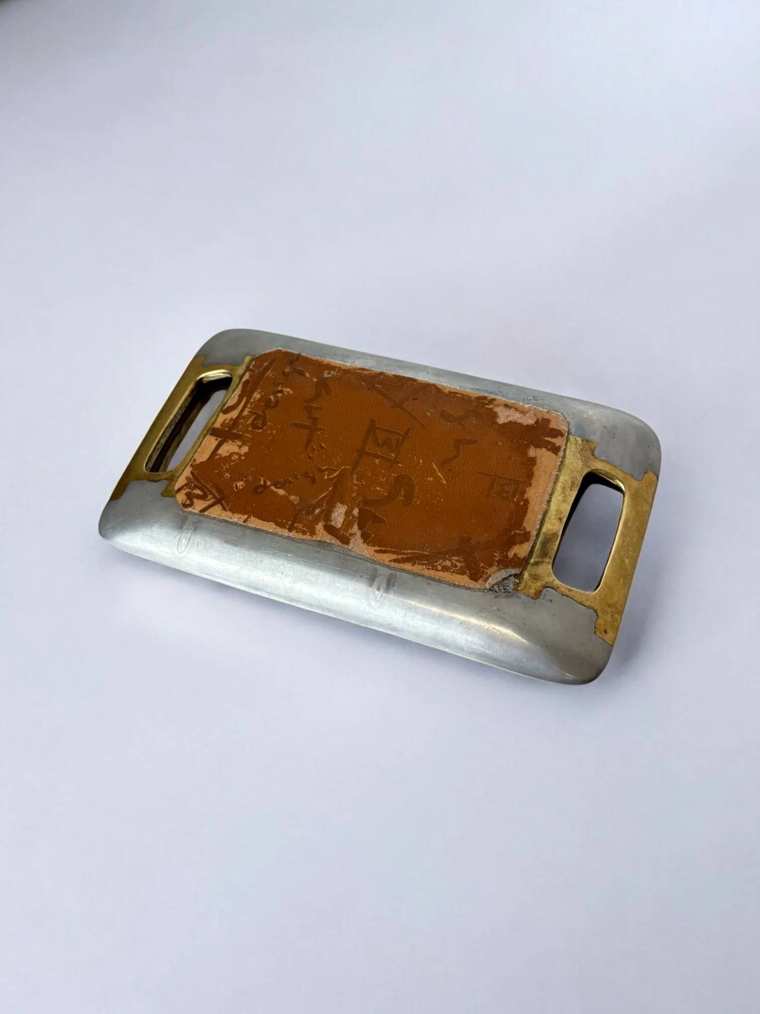 Brutalist tray by Art3, bronze and aluminium 1970, Spain