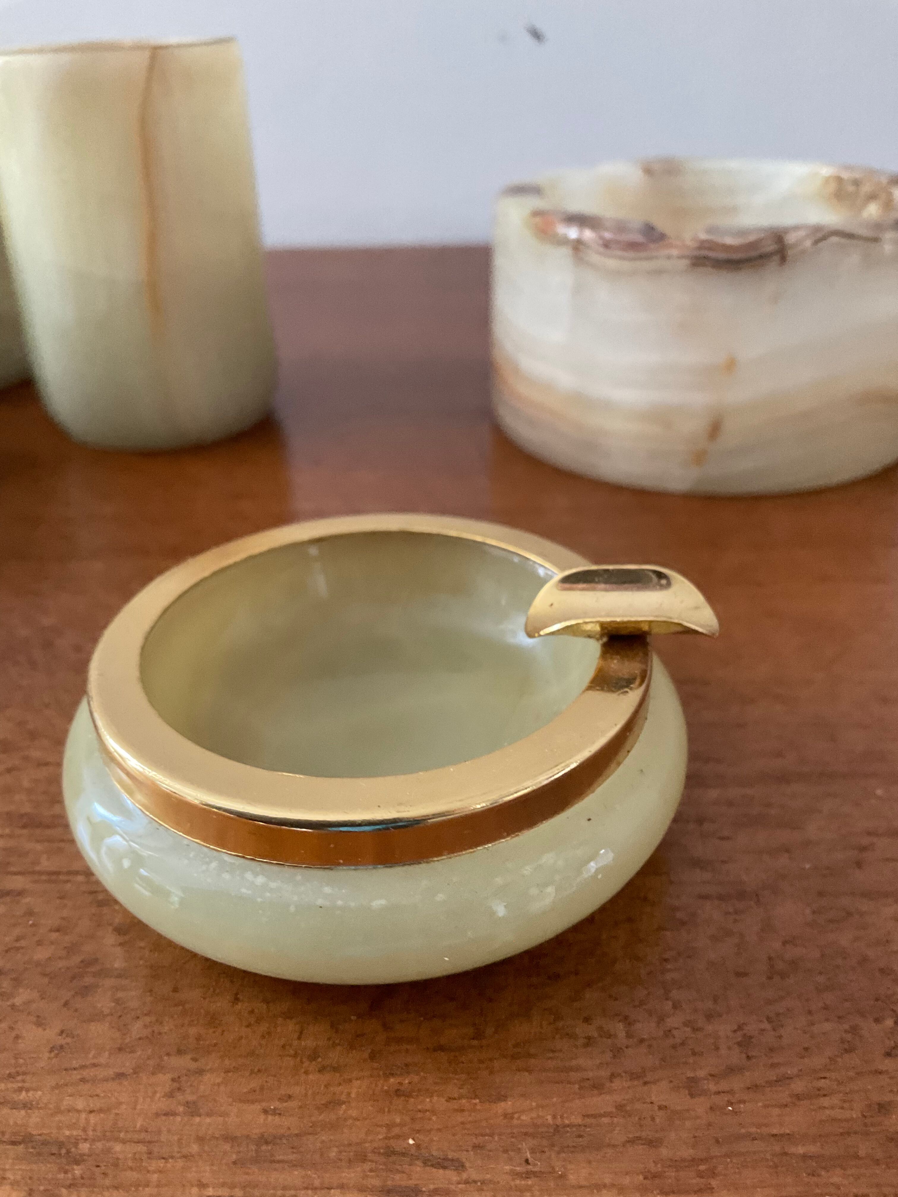 Vintage smoking set 70s in onyx