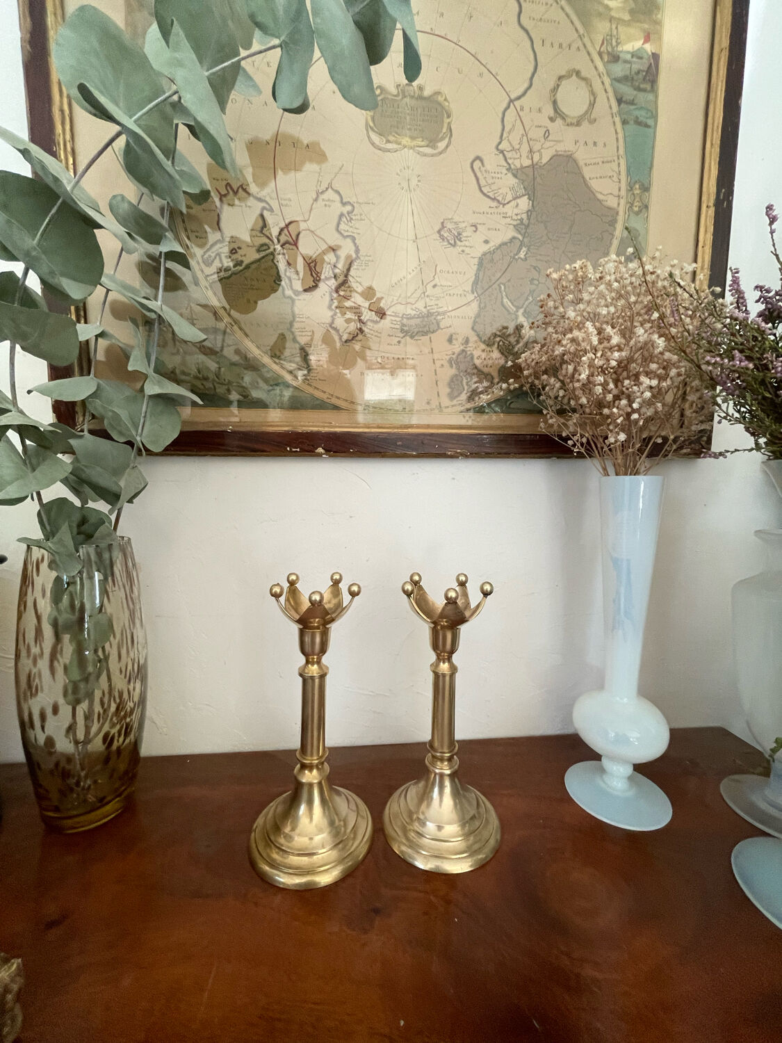 Pair of Scandinavian brass candle holders