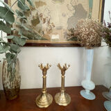 Paire de bougeoirs en laiton scandinave
