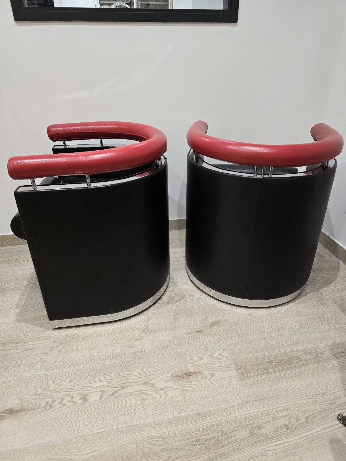 Paire de fauteille design cuir métal chromé 80’s