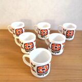 Series of 6 mugs design Mobil 70s