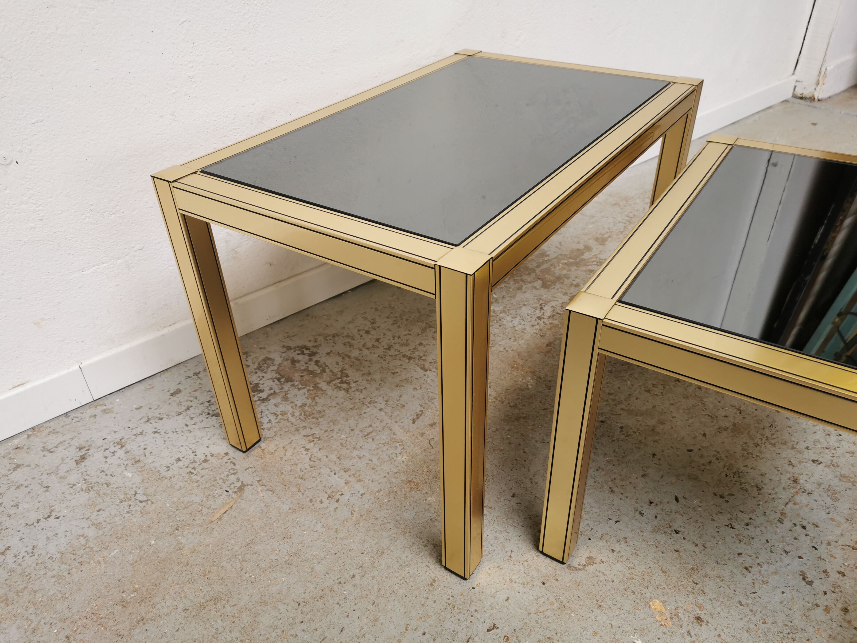 Tables gigognes laiton doré vintage 1970