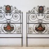 Pair Of Antique Headboards In Wrought Iron, Italy Early 19th Century